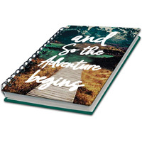 AccuPrints wiro Hard bound A5 (6 by 9 inch) wiro Notebook Diary Ruled 200 pages-80 Gsm Paper Pattern-Adventure Beging