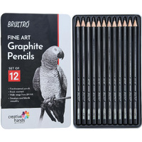 Brustro Artists Fineart Graphite Pencil Set Of 12 (10B-2H) With Elegant Tin Box