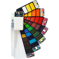 Brustro Artists Watercolour Travel Pan Set Of 42 Colours | Foldable, Rich Pigment, Vibrant Colors, Ideal For Plein Air Painting, Professional Use, Fine Art Students (Includes Mixing Palette)