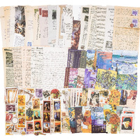 Hasthip 200Pcs Vintage Scrapbook Supplies Pack For Art Journaling Bullet Notebook Diy Album Sticker Vintage Journal Stickers Tape, Beige