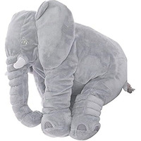 Babify Big Size Fibre Filled Stuffed Animal Elephant Baby Plush Material Hugging Pillow For Toddlers (60 Cm, Grey) - 1 Year Above