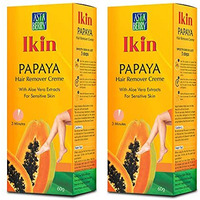 Ikin Papaya Hair Remover Cream For Sensitive Skin - Bikini Hair Removal Cream For Women & Girls (Pack Of 2 (60Gm X 2))