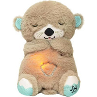 Yiqelu Breathing Teddy Otter Glowing Music For Baby Sensory Sleep Lights Rhythmic Soft Toy Simulation Plush For Babies Kids Soothing Sound (Random Color)