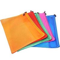 Tulman 5 Pieces B5 Size Transparent Waterproof Travel Storage Pouch Organizer Mesh Bag With Zipper For Cosmetic Jewelry Makeup Pen Pencil Case (Color May Vary), Multicolor