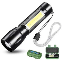 Dotcom Led Emergency Handheld Flashlight Usb Rechargeable Flashlight 3 Modes Adjustable Focus,Portable Waterproof Led Flashlight With Cob Side LightsBest Tactical Torch For Hurricane (1Pack)