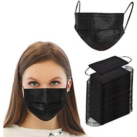 Nnpcbt Nonwoven Fabric, Women 100Pcs 3 Ply Black Disposable Face Mask Filter Protection Face Masks