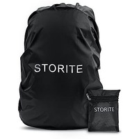 Storite Dust & Rain Cover For Standard Backpack With Pouch, Waterproof Dustproof Rain Cover Bag Elastic Adjustable For School, College,Office, Trekking Bags (30L-35L,Black)