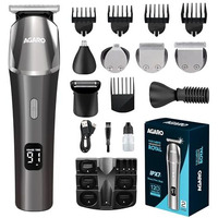 Agaro Royal Multi Grooming Kit For Men, 9In1, Shave| Trim | Style, Face Head Body Trimmer, Self Sharpening Stainless Steel Blade, 5 Combs, Metal Body, Type C Fast Charging, 120 Min Usage, Ipx7, Silver