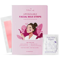 Urban Yog Small Liposoluble Facial Wax Strips For Women - 20 Wax Strips + 4 Post-Wax Wipes | Gentle Facial Hair Removal Face Wax Strip For Upper Lip, Eyebrows, Chin, Sidelocks | Enriched With Shea Butter