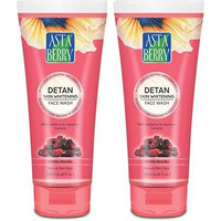 Astaberry De-Tan Skin Whitening Face Wash For Skin Brightening & Tone - It Deep Cleanses The Skin | Removes Dead Cells | Helps Reduce Tanning- (Pack Of 2 (100Ml X 2))