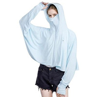 Women's Sun Protective Jacket Full Zip Upf 50+ Uv Sun Protection Clothing Lightweight Long Sleeve Hoodie Sun Shirt, Blue, One Size