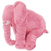 Babify Big Size Fibre Filled Stuffed Animal Elephant Baby Plush Material Hugging Pillow For Toddlers (60 Cm, Pink) - 1 Year Above