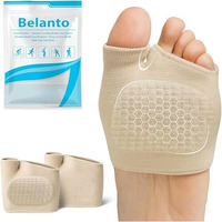 Belanto Metatarsal Pad For Women And Men, Forefoot Pad For Pain Relief, Hallux Valgus For Bunion Forefoot Gel Sleeve Pads, Comfortable & Breathable Ball Of Foot Cushions Pads For High Heels (1 Pair) Beige