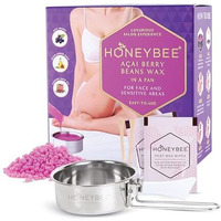 Honeybee Acai Berry Brazilian Beans Wax For Women | Katori Beads Wax For Hair Removal | Liposoluble Stripless/No-Strips Waxing At Home For Brazilian Bikini, Face, Eyebrows, Upper Lips, Chin, Underarms | Waxing Kit With Post Wax Wipes - 80G