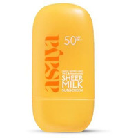 Asaya Sheer Milk Sunscreen Spf 50 Pa++++ Uva + Uvb | Lightweight Fluid Sunscreen With Niacinamide For Brightening & Barrier Support | Water Based For Acne Skin | Matte & Quick Absorbing | For Acne-Prone, Oily Or Combination Skin, 50 Ml