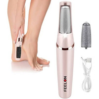 Feelon Foot Callus Remover For Dead Skin, Rechargeable Pedicure Device For Women's Feet With 2 Roller Heads, Pedicure Kit For Women For Foot