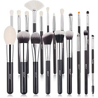 Beili Makeup Brushes | Set Of 20Pc Makeup Brushes For Professionals | Classic Black & Silver Color Synthetic Kabuki Foundation Blending Brush | Make Up Applicators Brush Set