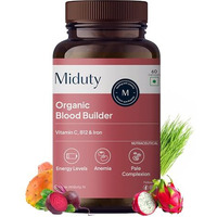 Miduty Organic Blood Builder | Anemia Supplement With Green Amla, Barley Leaves, Beet Root - | Iron Supplement | Hemoglobin Booster | Pack - 60 Capsules