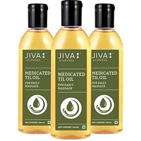 Jiva Medicated Til Oil 120 Ml | Ayurvedic Oil Made Of Pure Herbs | Relieves Joint And Muscle Pain, Stiffness, & Tremors | Pacifies Vata Dosha (Pack Of 3)