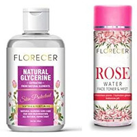 Florecer 100% Pure Rose Water 120 Grams + Pure & Unscented Glycerine - Pharmaceutical Grade, 100% Vegan, Hypoallergenic - Beauty & Skincare - 100 Grams