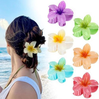 Chotaliya 3Pcs Large Floral Hair Claws Multi-Color Romantic Style Accessories Hairstyling Minimalist Sweet Acrylic Flower Claws Women, Middle Size Shark Clip Beach Hairstyles Simple Colorful