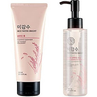 The Face Shop Rice Water Bright Double Cleanser Set  Light Cleansing Oil (150Ml) & Foaming Face Wash (150Ml) | Korean Skincare With Rice Extract | Removes Makeup, Deep Cleanses, Brightens & Hydrates | 2-Step Facial Cleanser Duo