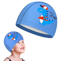 Proberos Swimming Cap For Boys & Girls, Waterproof Elastic Pu Coated Ideal All Head Shape, Silicone Easy Fit No Hair Pulling Chlorine Resistant Kids Age 3-12
