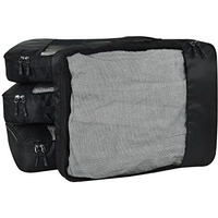 Fatmug Polyester Packing Cubes Travel Pouch Bag Suitcase Luggage Organiser (Set Of 4, Size- Large, Black)