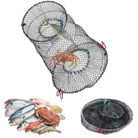 Proberos Fish Net, Fishing Cast Net, Foldable Fishing Basket Bait Fish Trap Net, Sturdy Nylon Mesh Fishing Net Wide Open Fish Net For Shrimps, Crab, Lobsters, Fishes (40*80Cm)