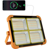 Glowbase Solar Led Flood Light, 100W, 16500 Mah Rechargeable, Waterproof Outdoor Light For Farms, Garage, Camping