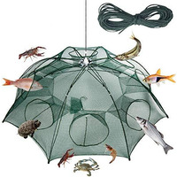 ZorbesFishing Net, Fish Net, Bait Fish Trap Net, Cast Netfolded Fish Net Angling Outdoor Appliance(8 Sides 8 Holes)