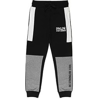 Alan Jones Clothing Boy's Colorblock Regular Mid Rise Joggers Track Pants (Black_13 Years-14 Years)