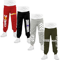 Kyda Kids Boys 100% Cotton Printed Track Pants - (Pack Of 4)