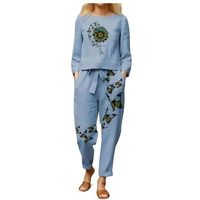 Stylescope Women's Cotton Blend Butterfly Printed Crop Top Co-Ords Set|Coordinate Set|Summer Wear| Printed Crop Top With Pant Set (Cs Butterfly Sky Blue_Xl_Sky Blue_X-Large)