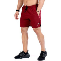 Fuaark Double Layer 2 In 1 Sports Shorts With Inner Tights For Men Gym Tight Short With Pocket (Large, Maroon)