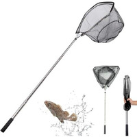 Proberos Fishing Net, Foldable 70 Inches Telescopic Portable Fishing Landing Net With Aluminum Alloy Handle For Fish Under 2.5 Kg, Ponds Carp Trout Fishing Pond Fish Net With Fish Rod