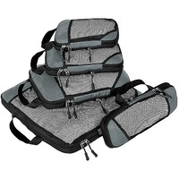 Fatmug Polyester Compression Cube - Space Saving Clothing Organizer For Travel And Home (Set Of 5 Grey)