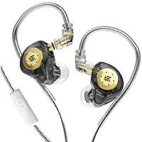 Concept Kart Kz Edx Pro Iem Earphone, Hifi Stereo Special Dual Magnetic Circuit Dynamic Driver Resin Inlay Metal Process In-Ear Monitors Earbuds With 5N Ofc 2Pin Detachable Cable (Black, With Mic)