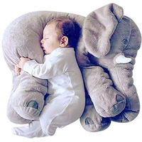 Little Innocents Big Size Fibre Filled Stuffed Animal Elephant Soft Toy For Baby Of Plush Material Hugging Pillow For Toddlers (58 Cm) Grey - 1Year Above