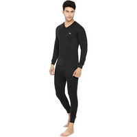 Lux Cottswool Men's Cotton Thermal Set (Black, M- 85Cm)