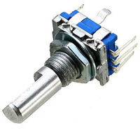 Centiot Metal - Ec11 10K Rotary Encoder - Digital Potentiometer Coding Volume Control With Switch - 5 Pin 20Mm Half Handle (2Pcs),Blue
