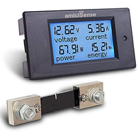 Amicisense Dc Energy Meter 4 In 1, 6.5V-100V 100A (10Kw) Power Meter Digital Display With Blue Back Light (Dc 10Kw Energy Meter), Corded Electric