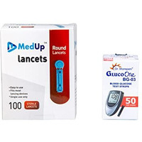 Medup 100 Round Lancets With Dr. Morepen Bg-03 50 Test Strips Combo (No Glucometer)