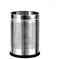 Opr 18 Ltr Stainless Steel Open Perforated Dustbin Without Lid| Waste Bin For Home, Bedroom, Washrooms, Office, Kitchen, Bathroom| Perforated Dustbin- Silver| (10X14-18 Ltr)