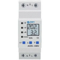 1 Phase 2 Wire 85-300V Adjustable Over Under Voltage Protector With Current Limit Protection With Energy Meter Function 63A