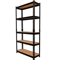 72 * 36 * 12 Inches 5 Shelves Iron Matte Finish Adjustable Shelving Unit Storage Utility Display Rack Steel Boltless Rivet Rack, Black