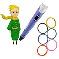 Time To 3D 2Nd Generation 3D Pen With Charger, Stand & Lcd Display | 3D Pen For Kids & Adults + 6 Colors Of 5 Mtrs Each Filament Pack | Free 3 Colors Of 3M Each Filament - Purple (3D Pen + Filament)
