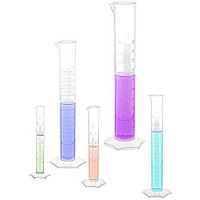 Supertek Set Of 5 Measuring Cylinder | Capacity 25Ml, 50Ml, 100Ml, 250Ml, 500Ml | Graduation Marking, Translucent And Useful For Pour Spout