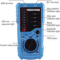 Techtest Rj11 Rj45 Cable Tester Multifunction Wire Tracker Measuring Instrument (Blue)