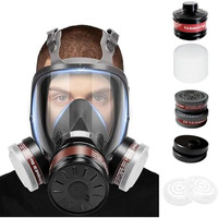 Serplex Gas Masks With 10 Replacement Activated Carbon Filter Sheets, Gas Mask For Men, Reusable Full Face Respirator Mask Reusable Respirator Mask For Painting, Woodworking, Construction, Spraying